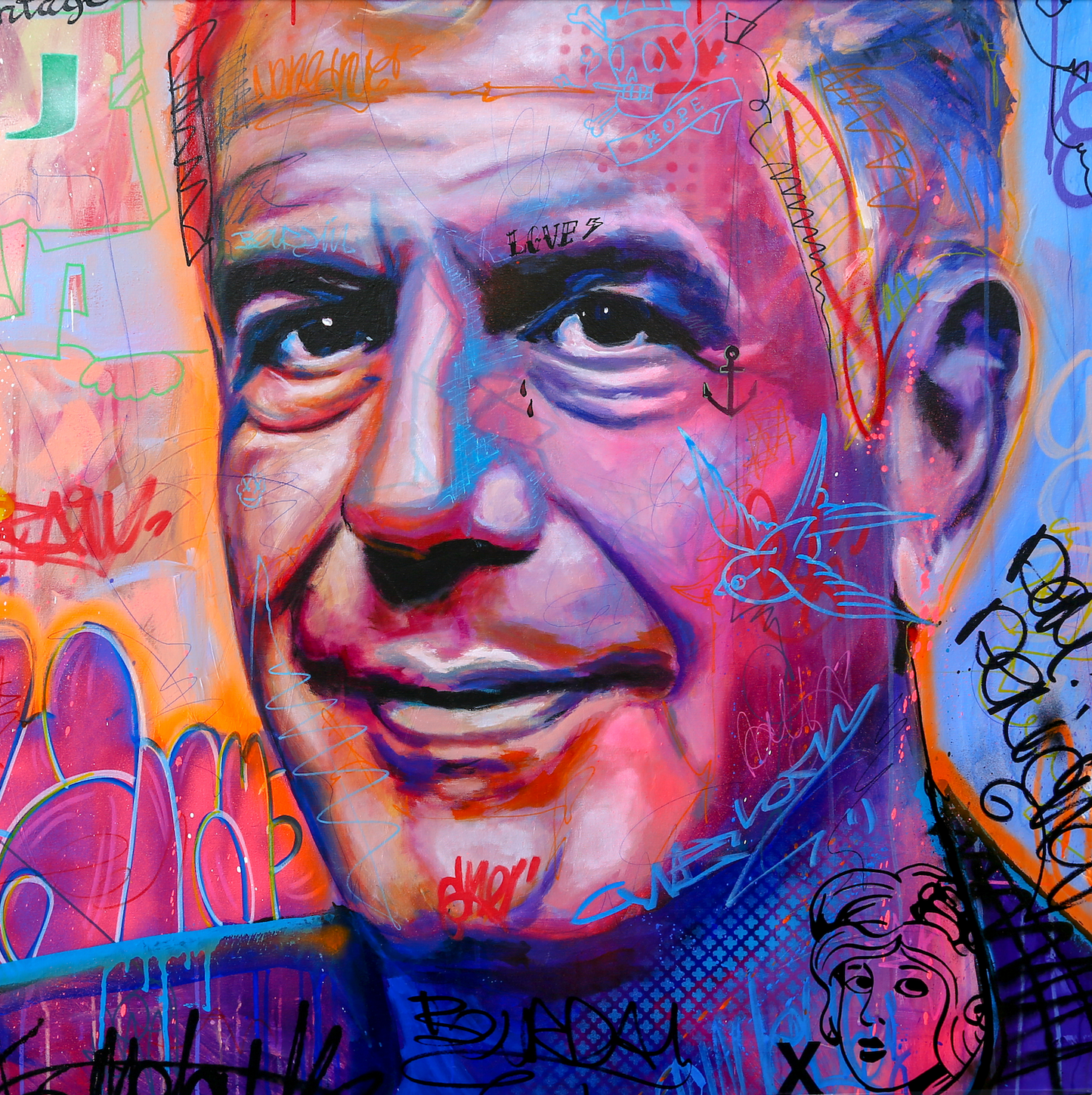 Anthony Bourdain / Matte Canvas or Fine art paper / Open Edition