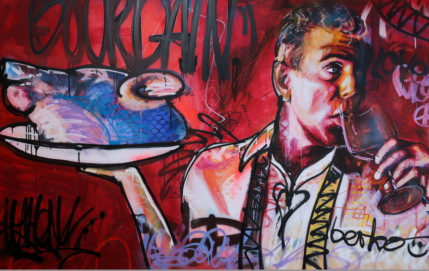 Bourdain / 37 X 60 inches / STRETCHED / HAND FINISHED PRINT