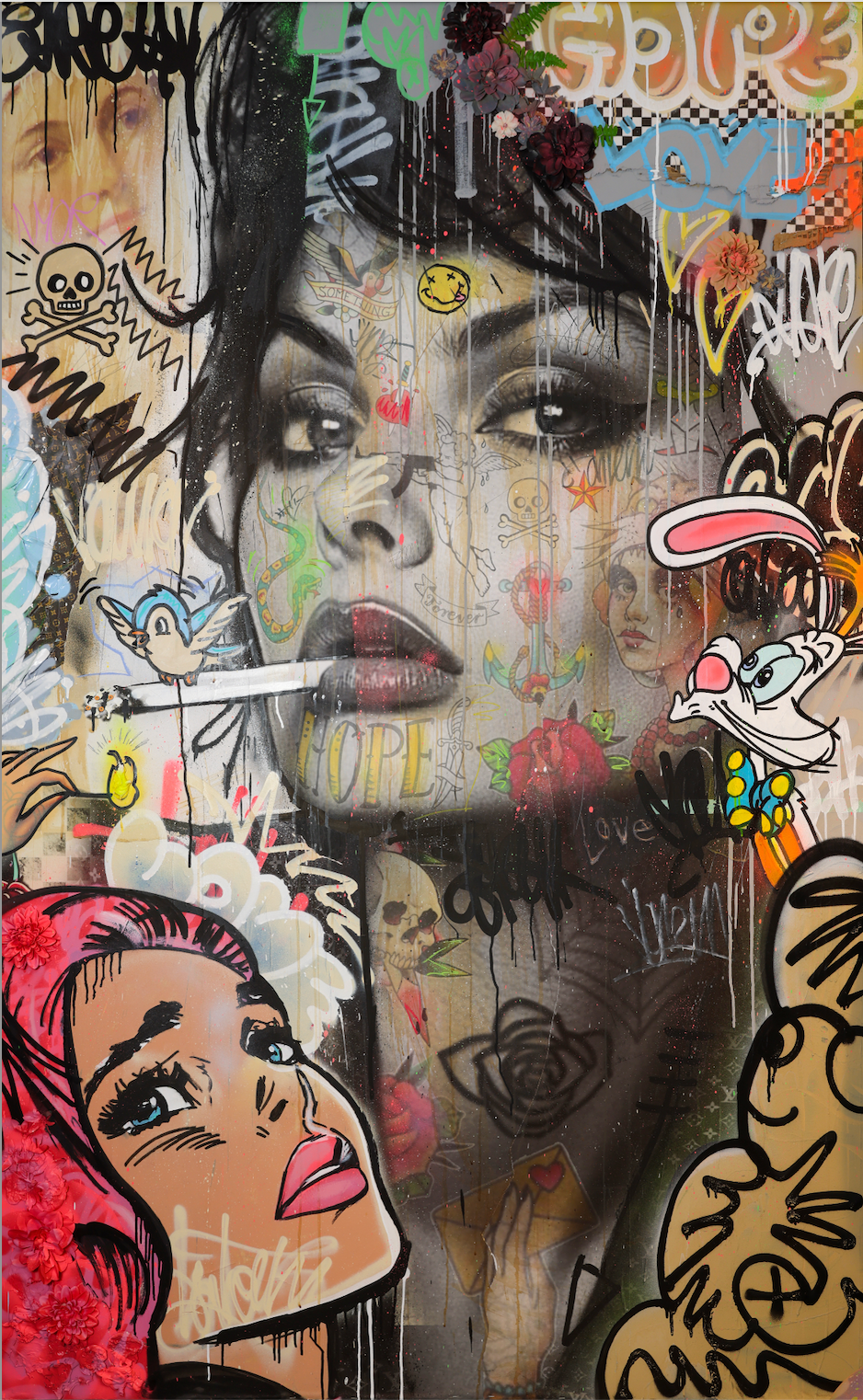 ORIGINAL painting / Vandalissima / Sofia Loren / 58 X 95 inches