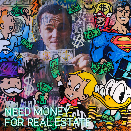 ORIGINAL painting / Real Estate /  48 X 48 inches / Green NEON LIGHT