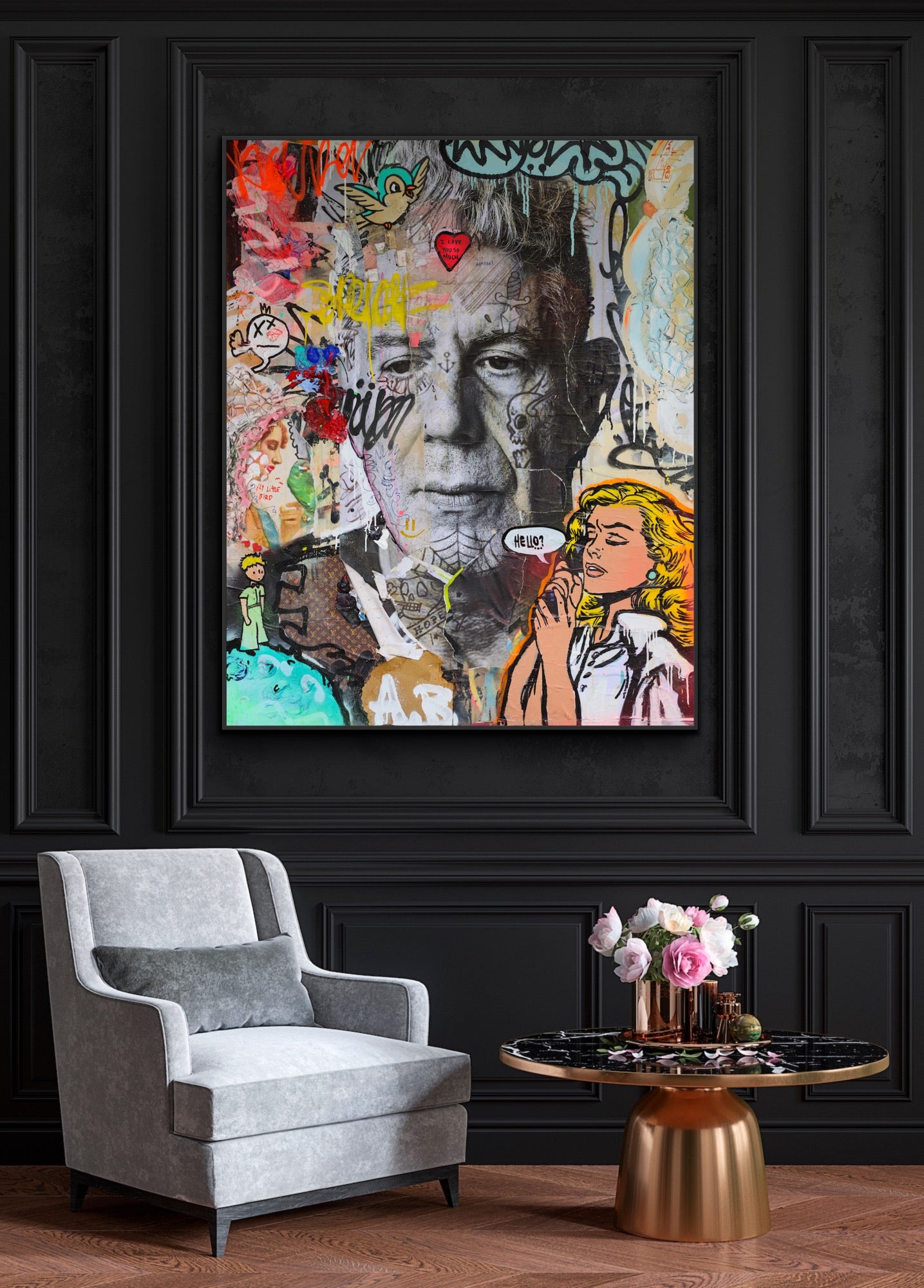 Anthony Bourdain / 43 X 54 inches / Canvas / HAND EMBELLISHED / Edition of 10