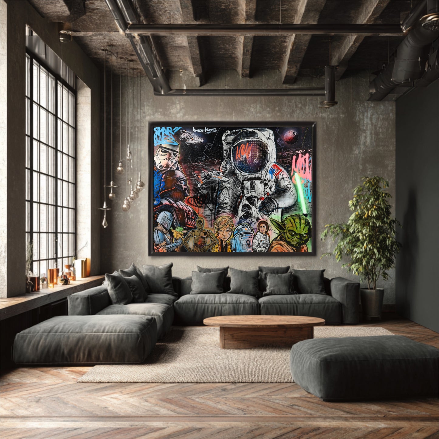 Apollo 11 & Star Wars / Canvas or Paper / HAND EMBELLISHED / Edition of 10