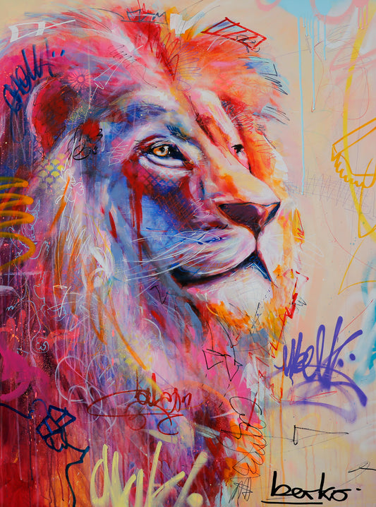 Lion / 36 X 48 inches / HAND FINISHED /10